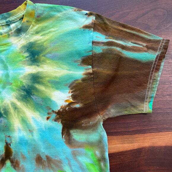 Ice Dyed Unisex T-shirt - Tie Dye Geode - Pink Blue Gray - Handmade (Small) - Picture 4 of 11